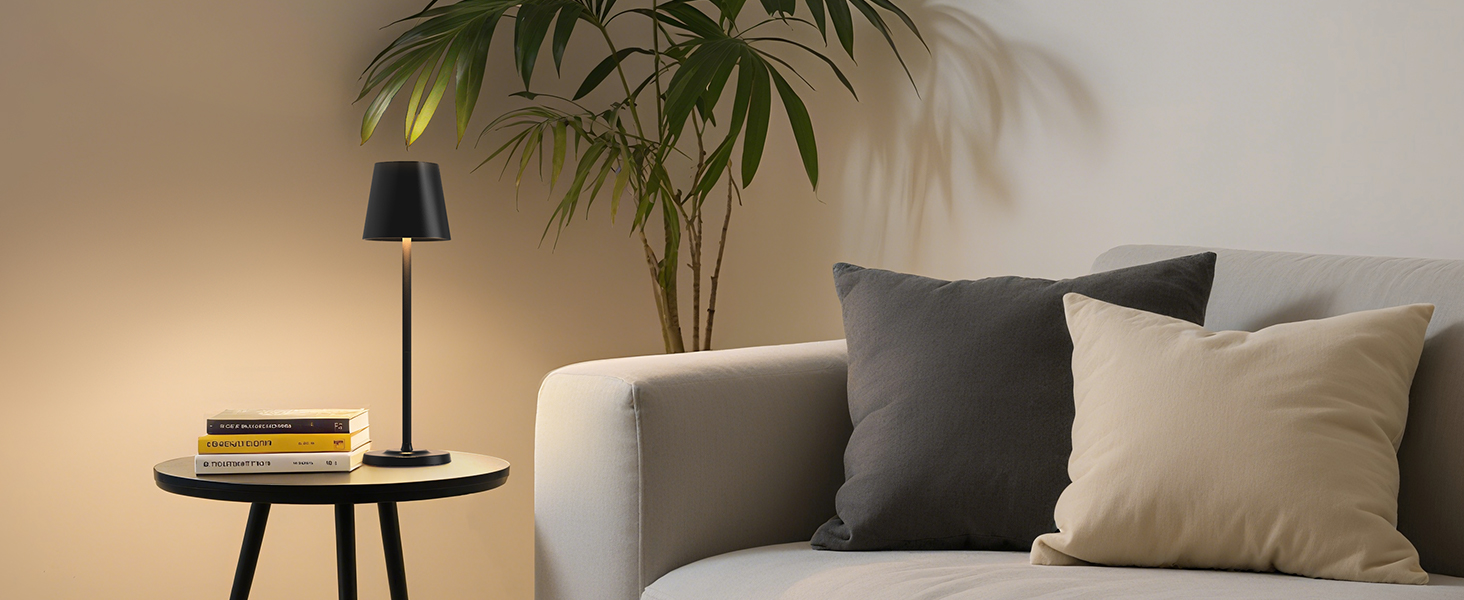 LED лампа настільна бездротова GOODEA з регулюванням висоти, 5500mAh, 3 кольори, диммування, вологостійка, з сенсорним керуванням, алюміній, для вітальні, спальні, тераси, чорна, набір 2 шт.