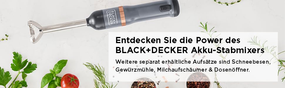 Кухонна паличка BlackDecker BCKM1011KGF, акумуляторний блендер, 5 рівнів, набір із кружкою та зарядним пристроєм