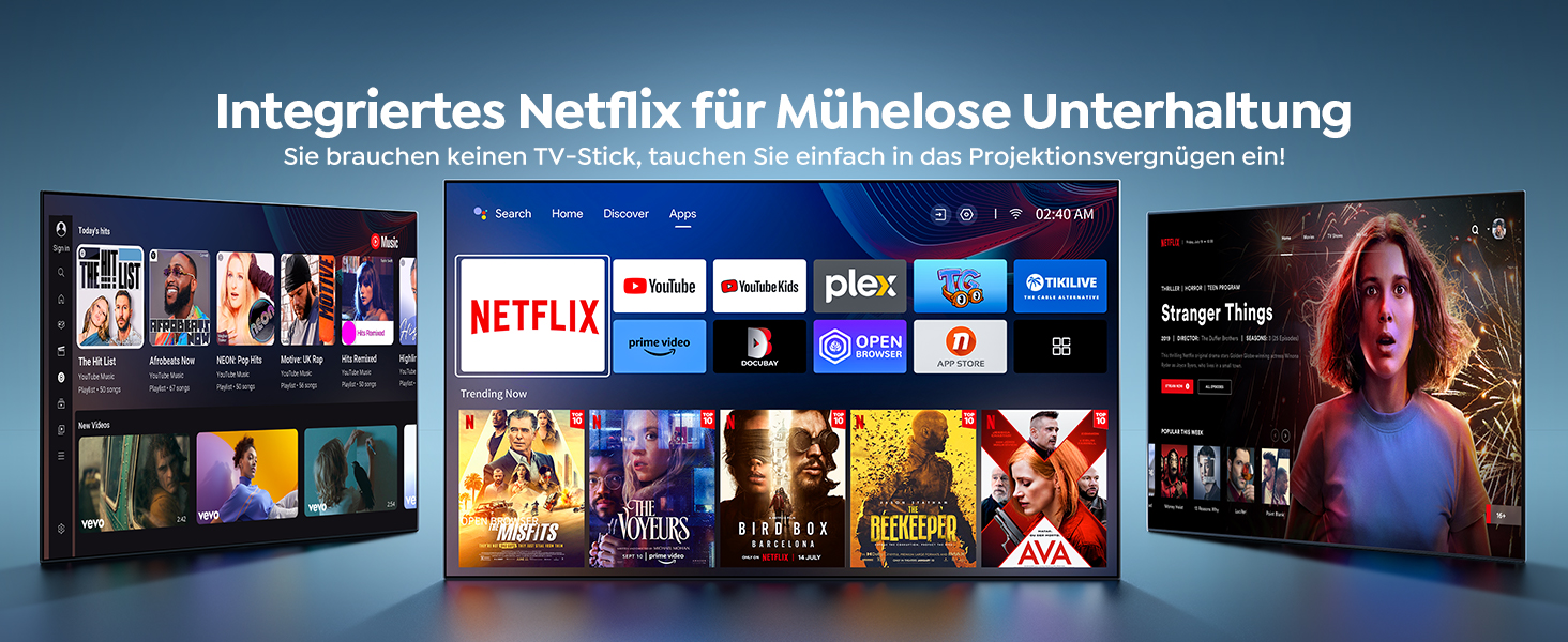 YABER V12 проєктор 4K: Full HD, WiFi6, Bluetooth 5.2, автофокус, 20W Dolby, для дому та на відкритому повітрі