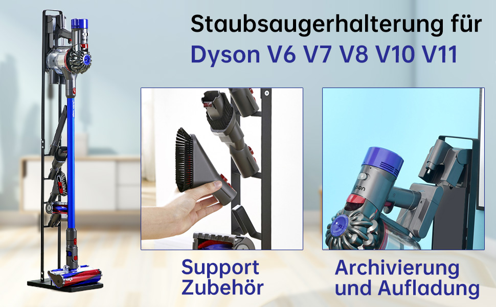 Підставка-тримач для пилососа Queta з вугільцевої сталі для Dyson V11, V10, V8, V7, V6, DC58, DC59, DC62, DC74, підлогова стійка без свердління стін