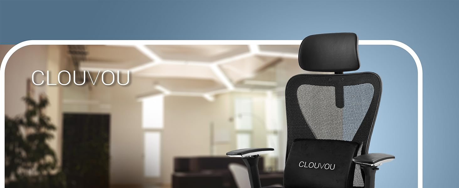 Ергономічне офісне крісло CLOUVOU CleverSeat 4D хромовані підлокітники, лопатеві колеса 150 кг Чорний