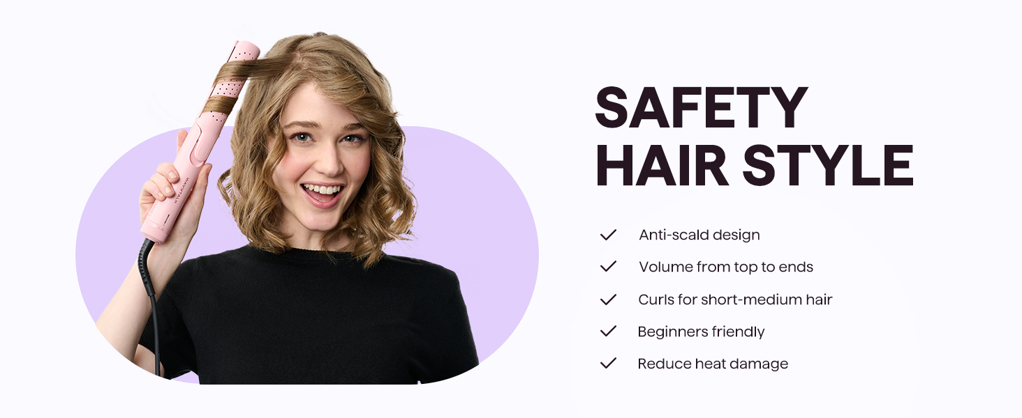 Локкенстаб Wavytalk 2-в-1: випрямляч та завивка з охолодженням 360°, рожевий, нагрів за 30 секунд