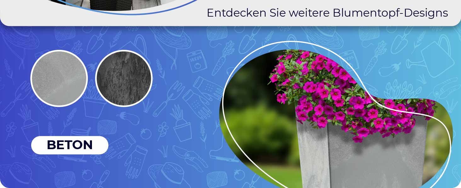 Набір горщиків для квітів KADAX 3 шт. (36/46,5/57,5 см) – пластикові, вологостійкі, для дому та саду, графіт, ротанг