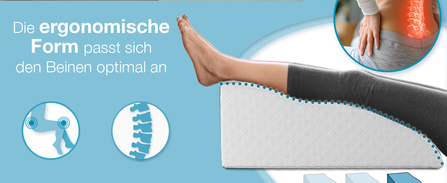 Подушка для ніг ELONEO з піною з пам'яті, для підтримки ніг, знімний чохол, 62x40x24 см, (Висока, Біла)