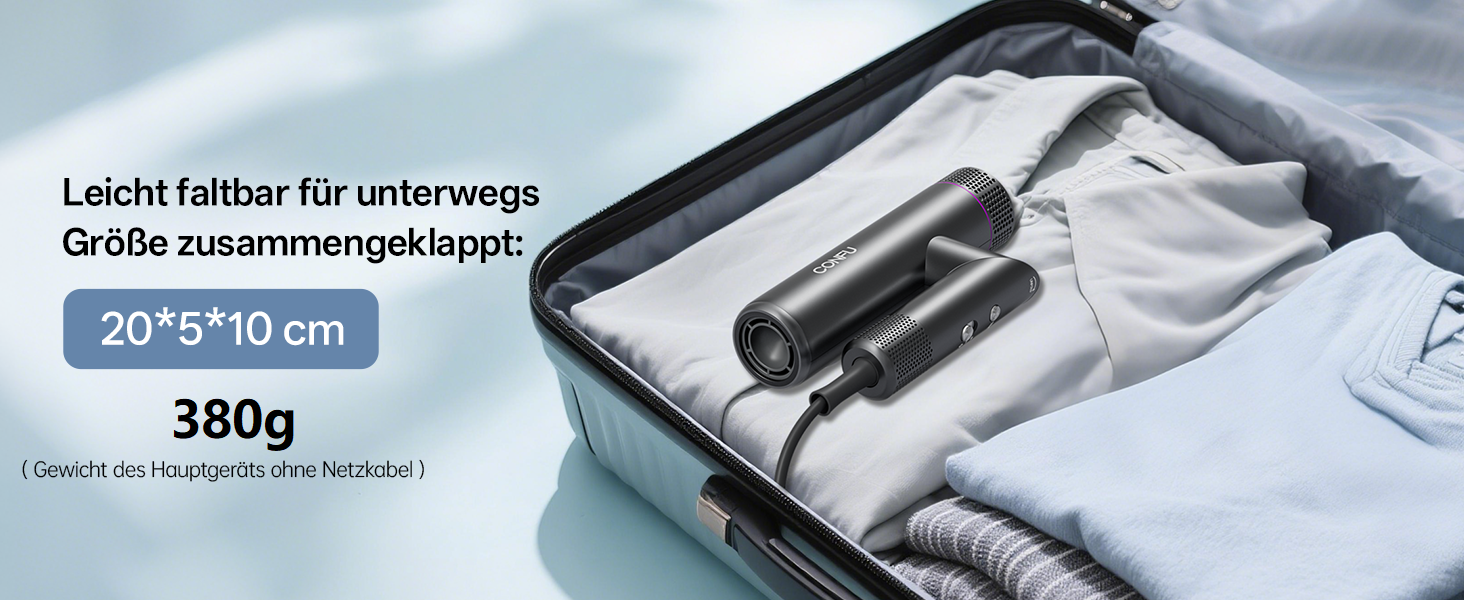 Професійний іонний фен для волосся CONFU 1700W, складаний фен з магнітним дифузором та стилізуючою насадкою, темно-сірий