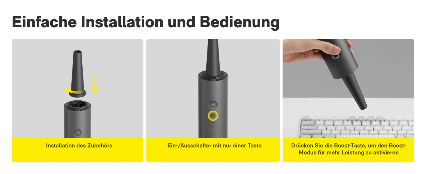 Акумуляторний ручний пилосос HOTO 20000Па 4-в-1 для авто, дому та клавіатури, бездротовий міні-пилосос з функцією обдуву