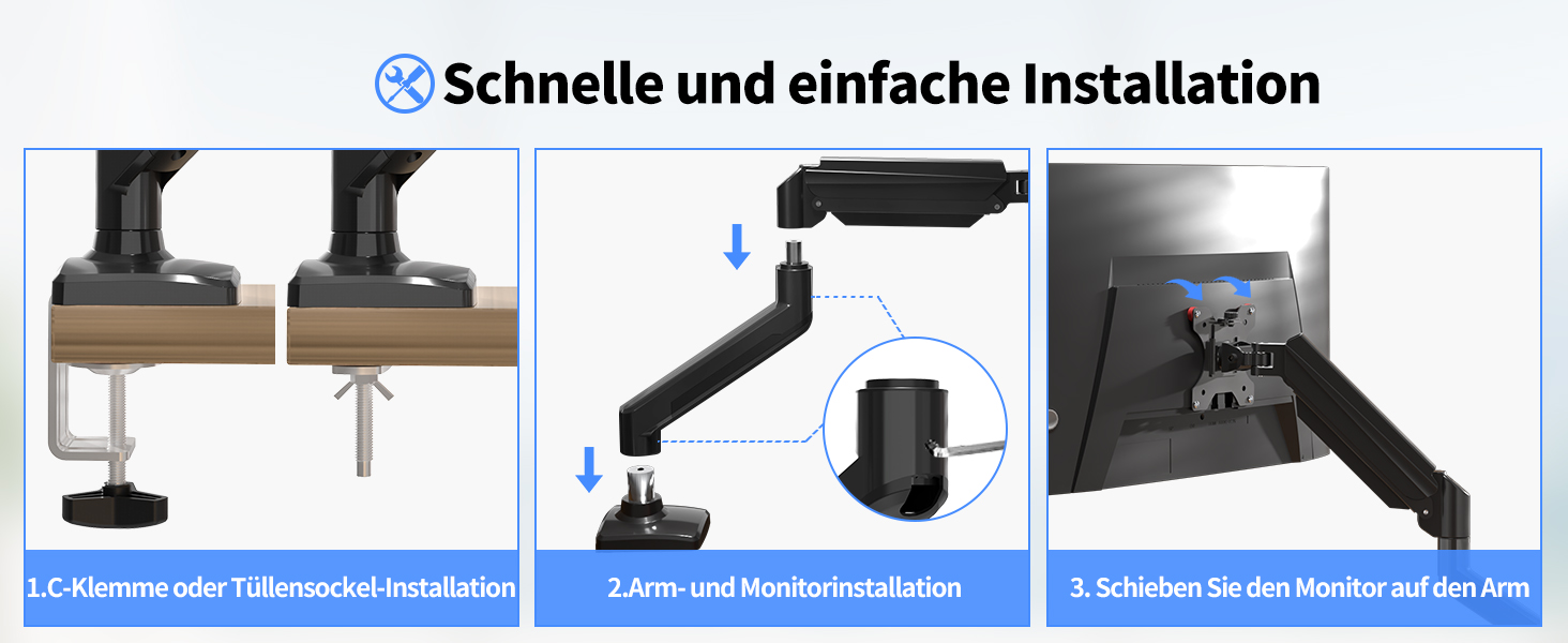 Кріплення для монітора Suptek MD01A: регульована підставка для моніторів 13-32 дюймів (до 9 кг) з газовою пружиною, 360° обертання, VESA 75x75/100x100 mm, чорний