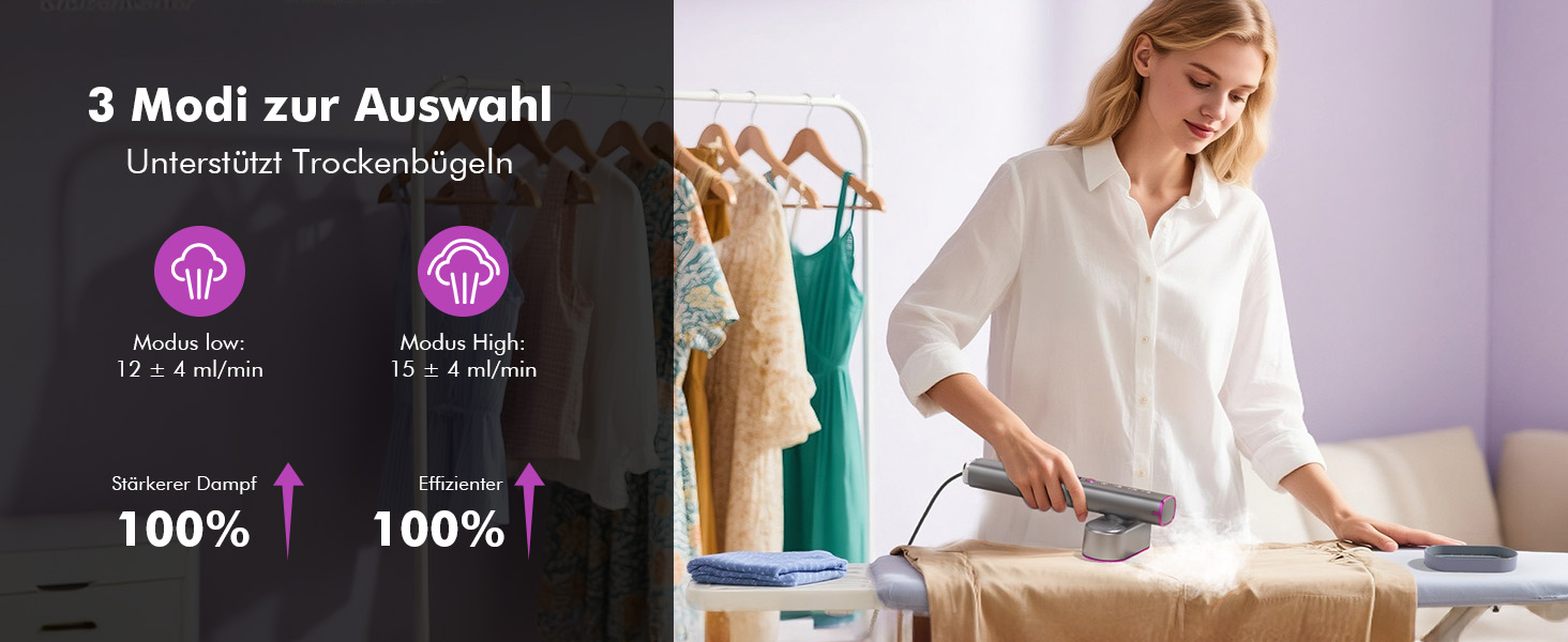 Портативний паровий випрямляч для одягу Stunden - 2 в 1 (праска + випрямляч), 1000 Вт, 110-240V, для подорожей та дому
