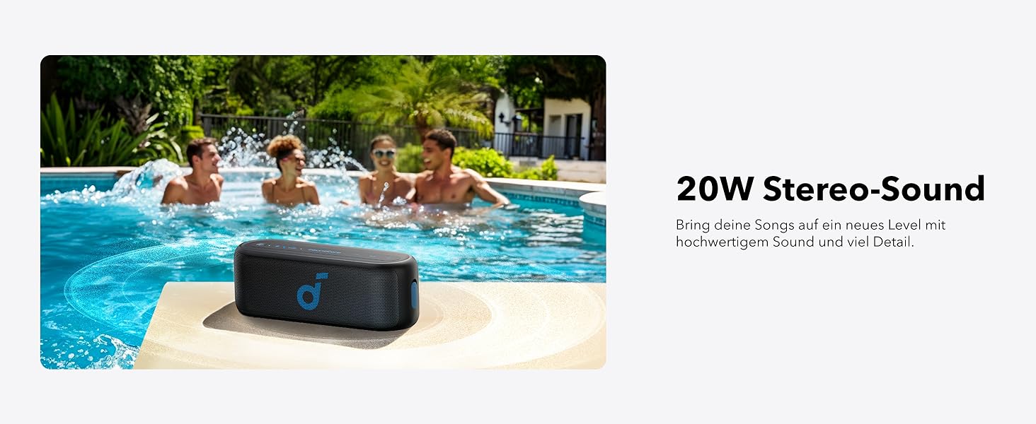Soundcore Select 2S: Портативна Bluetooth колонка з 20W стерео, BassUp™ та IPX7 захистом (чорний)