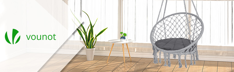 Підвісне крісло-гойдалка VOUNOT з полицею для книг та подушкою, для дому та саду, діаметр сидіння 80 см, X-Large, сірий колір