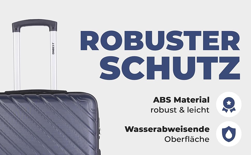 Набір валіз Onbest 3 шт. XXL (20', 24', 28') з ABS, з колесами, + вага – блакитний