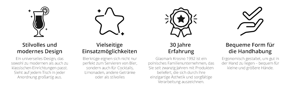 Набір келихів для пива Glasmark KROSNO 1992 Biertulpen 6 шт, 500 мл - для Pils, Stout, коктейлів, придатні для мийки в посудомийній машині