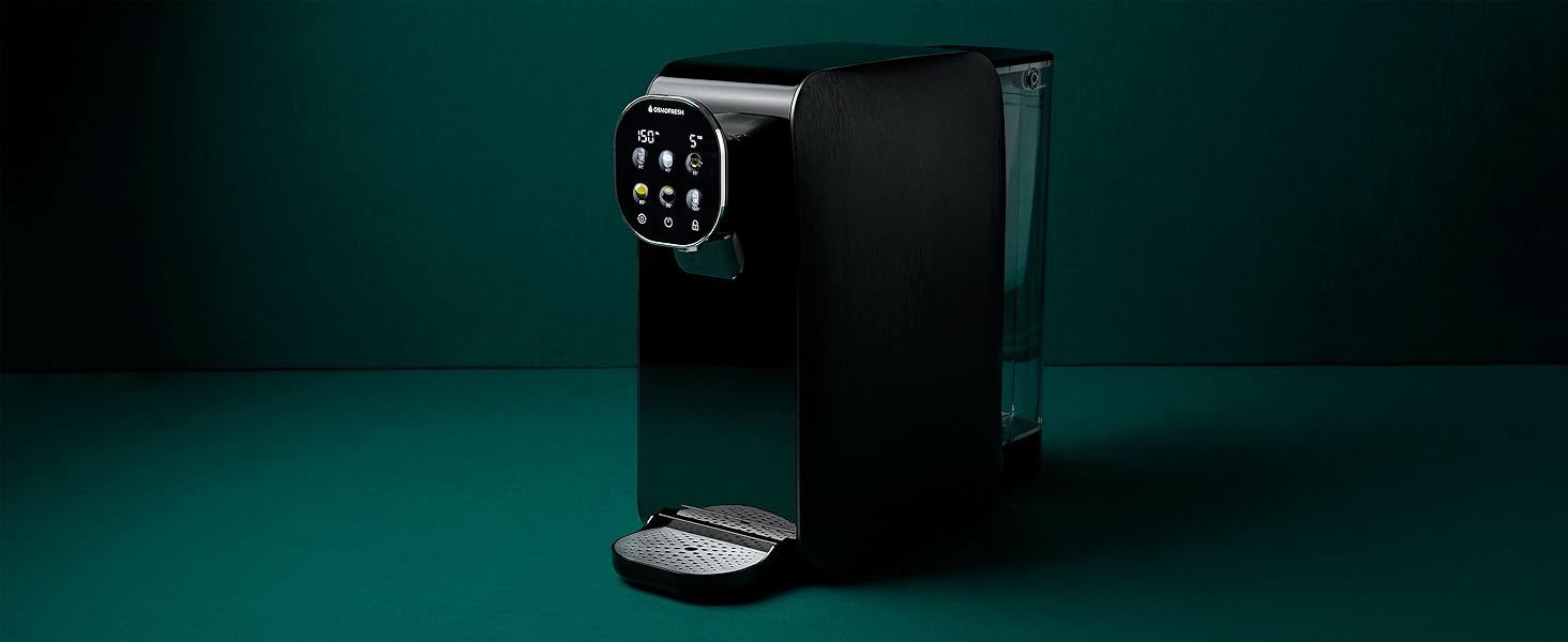 Система зворотного осмосу OsmoFresh Quella Pro Black з гарячою водою та 7-ступеневою фільтрацією для кухні, офісу, кемпера - чиста питна вода без вапняного нальоту