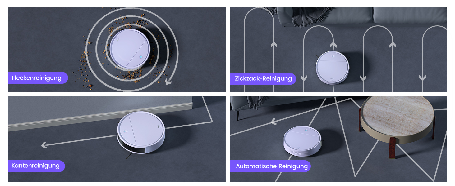 Робот-пилосос OKP K5P Purple: 5000Pa, навігація, HEPA-фільтр, Wi-Fi, для тварин, килимів, твердих підлог