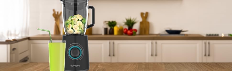 Cecotec Standmixer Power Black Titanium 2500MAX Go - потужний блендер з титановим покриттям, 2500 Вт, 1.8 л, 5 швидкостей, з пляшкою