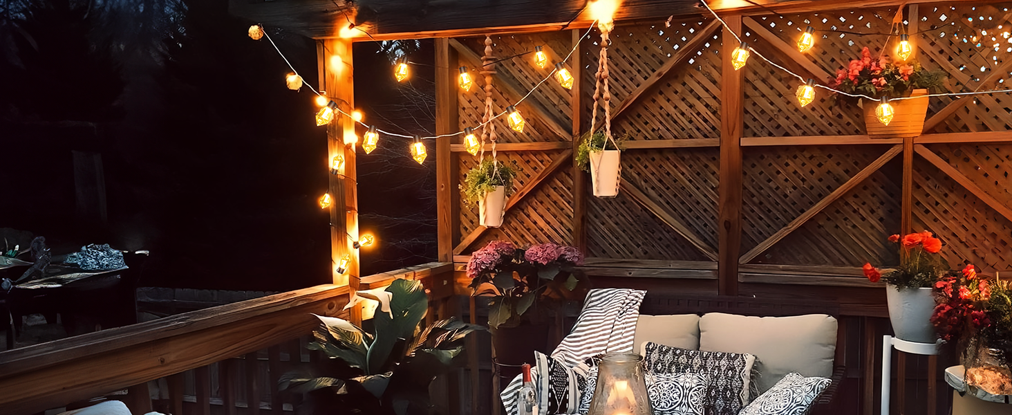 Ланцюжок прикрас для саду на батарейках G30, 9м, 20 LED, тепле світло, з пультом, таймером, димеруванням, IP64, для саду, Різдва, балкону, бістро