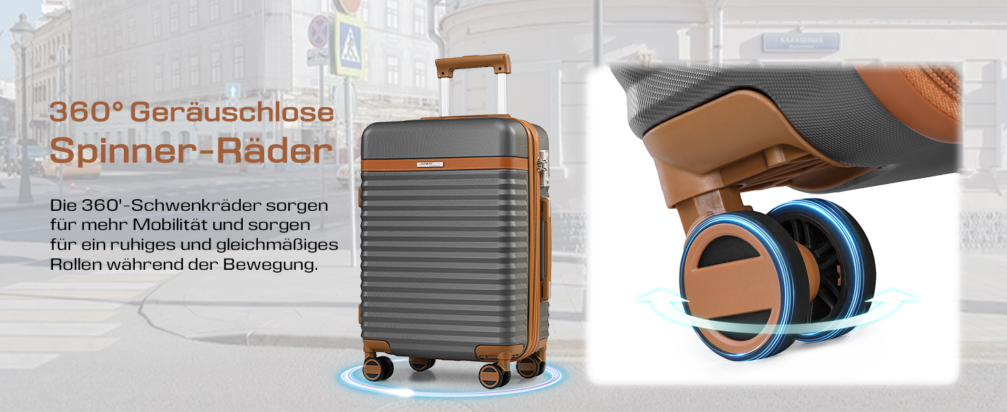 Набір валіз Joyway 5шт з ABS пластику, розширюваний, з TSA-замком, 4 колеса, сірий. Включає: валізу, велику сумку, косметичку.