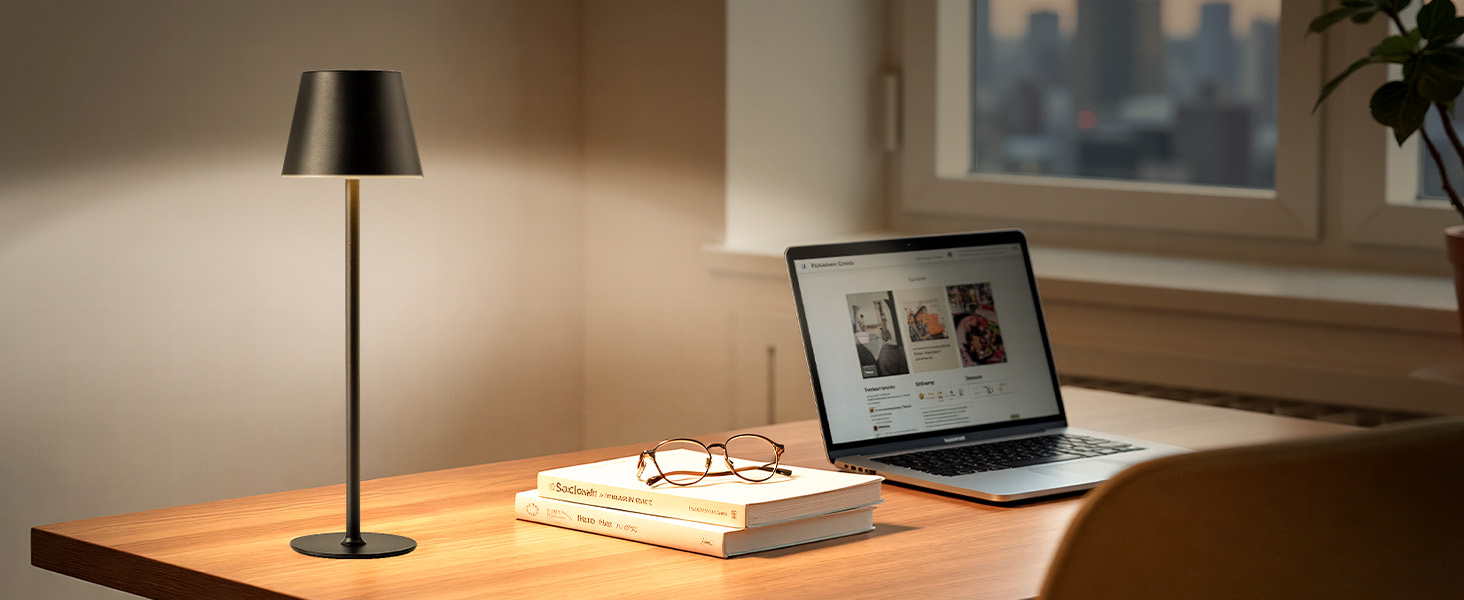 LED настільна лампа Bonsery (2 шт.) з акумулятором 5200mAh, регульована яскравість, 3 кольори світла, металева, вологостійка, 2 висоти (24/37,5 см), для дому, бару, кемпінгу, чорна