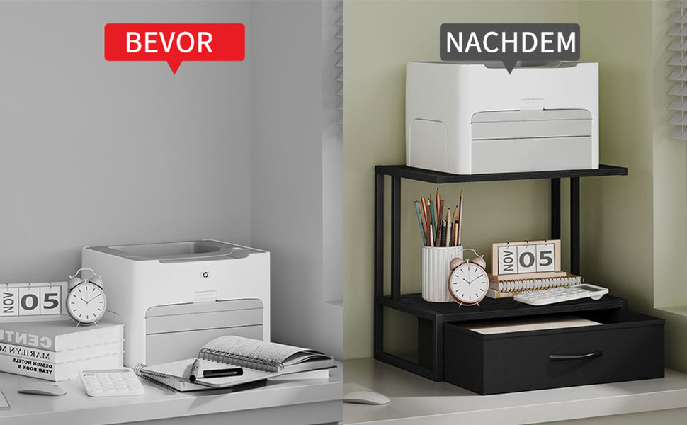 Підставка для принтера з ящиком для документів, органайзер на стіл для офісу та дому, чорний