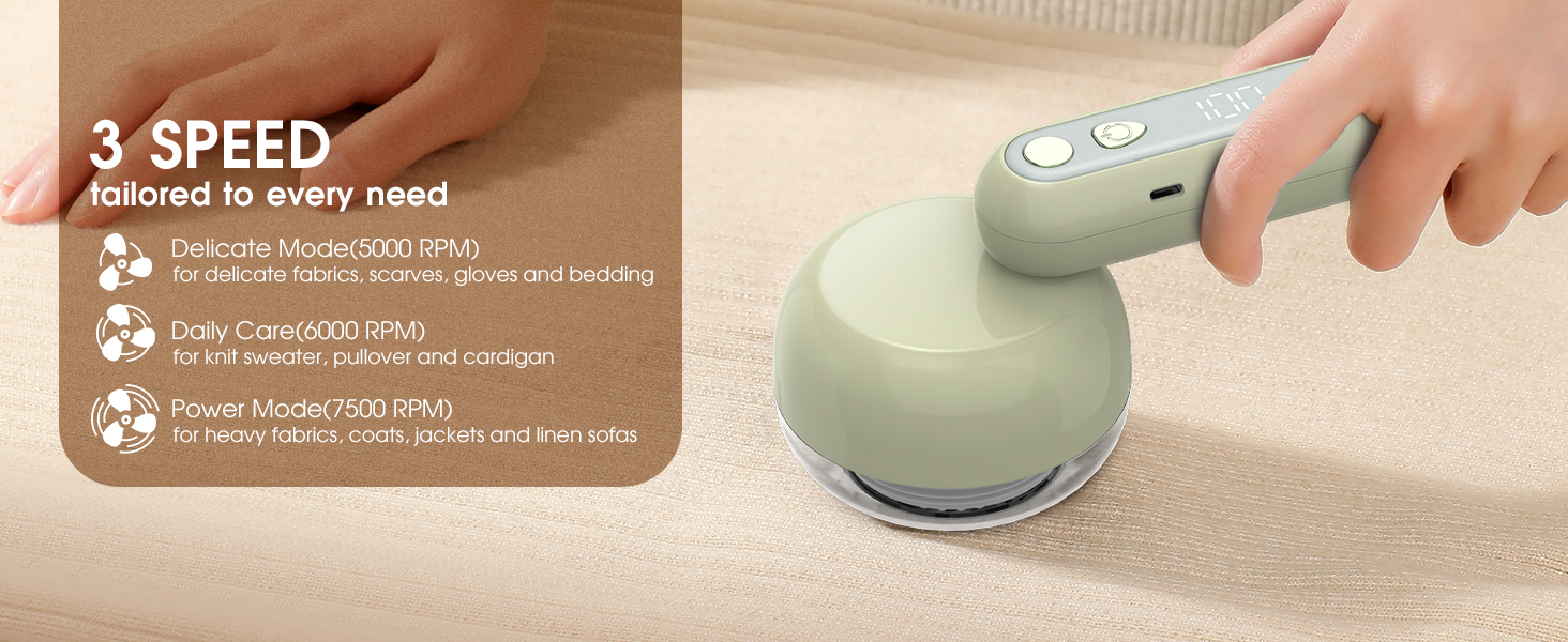 Електричний триммер для одягу COPPA, 6 лез, 3 швидкості, перезаряджається, з індикатором заряду, для пуловерів та одягу, білий (зелений)