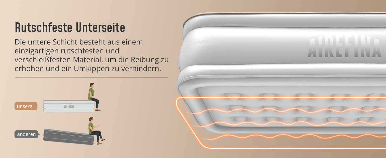 Надувне ліжко Airefina з самонадувною системою та інтегрованим насосом, 203 x 152 x 46 см (1 особа), для кемпінгу та дому