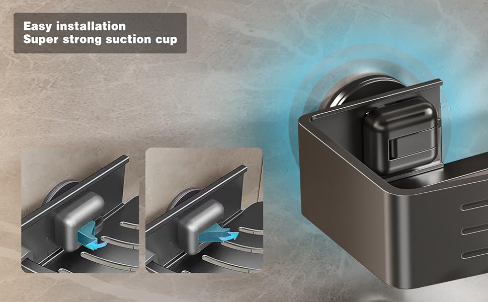 Полка для душу Voldra без свердління, кутова, з присосками, для ванної кімнати, металева, з тримачем для рушників (2 шт., сіра)