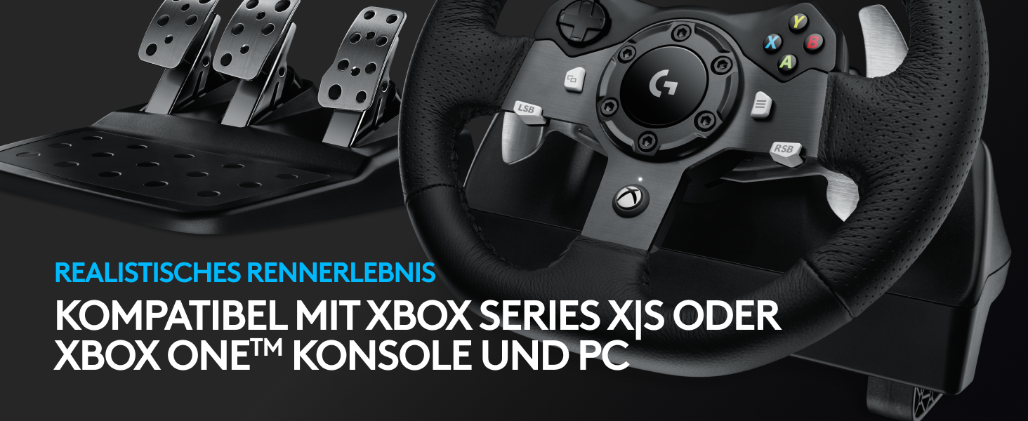 Logitech G920 Driving Force Racing Wheel – Ігровий кермо з Force Feedback 900°, педалі з нержавіючої сталі, для Xbox Series X|S, Xbox One, PC, Mac – Чорний