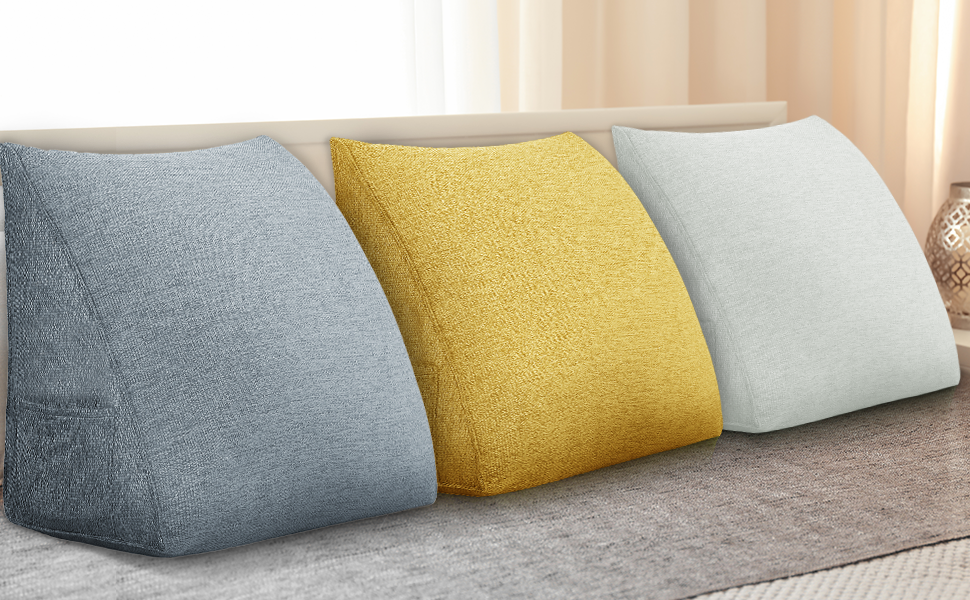 Підвалин для читання Bettkeil, регульоване подушечка для читання, трикутна подушка, подушка-клинок, диванна подушка для попереку, шиї, подушка для спини з знімним льняним чохлом (жовтий (чорний), 45см)