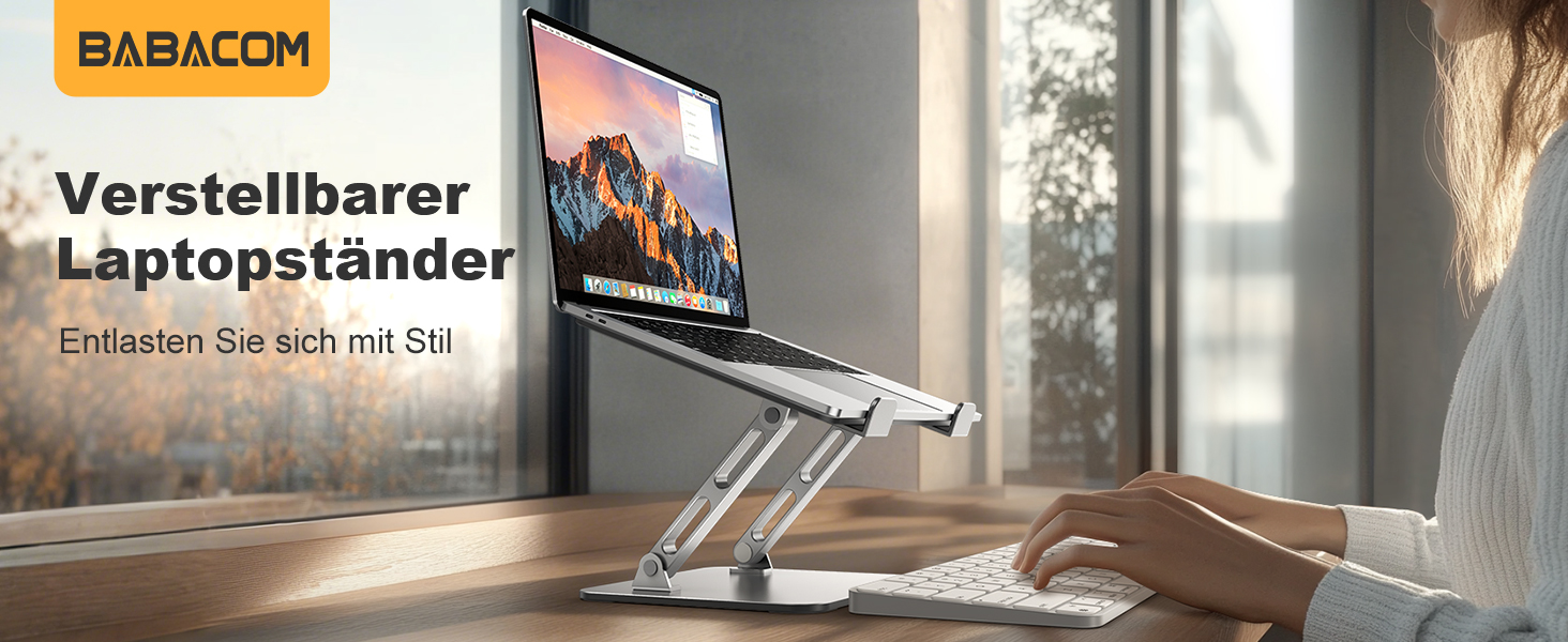 Підставка для ноутбука Babcom Lapdesk з регулюванням висоти та вентиляцією, ергономічна, складна, для MacBook Air/Pro (10-16 дюймів)