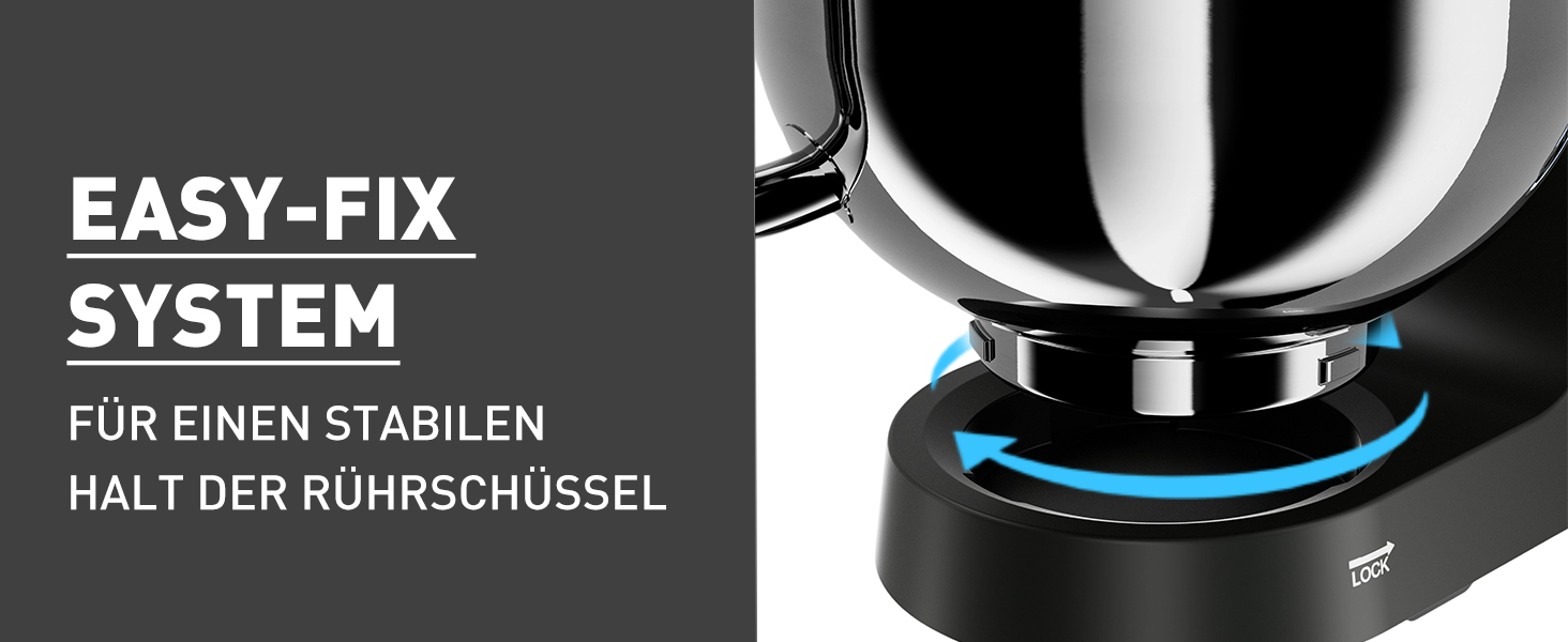 Кухонна машина Heinrichs 2500W з подвійним гаком для тіста, міксером та вінчиком, 8 швидкостей, чаша 8л з нержавіючої сталі, чорна