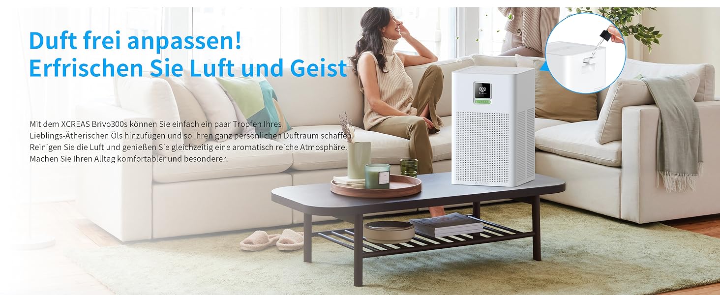 Повітряочисник з HEPA фільтром H13, сумісний з Matter, Apple Home, Alexa, Google Home, Home Assistant, ароматерапія, еко-режим, 62 м²