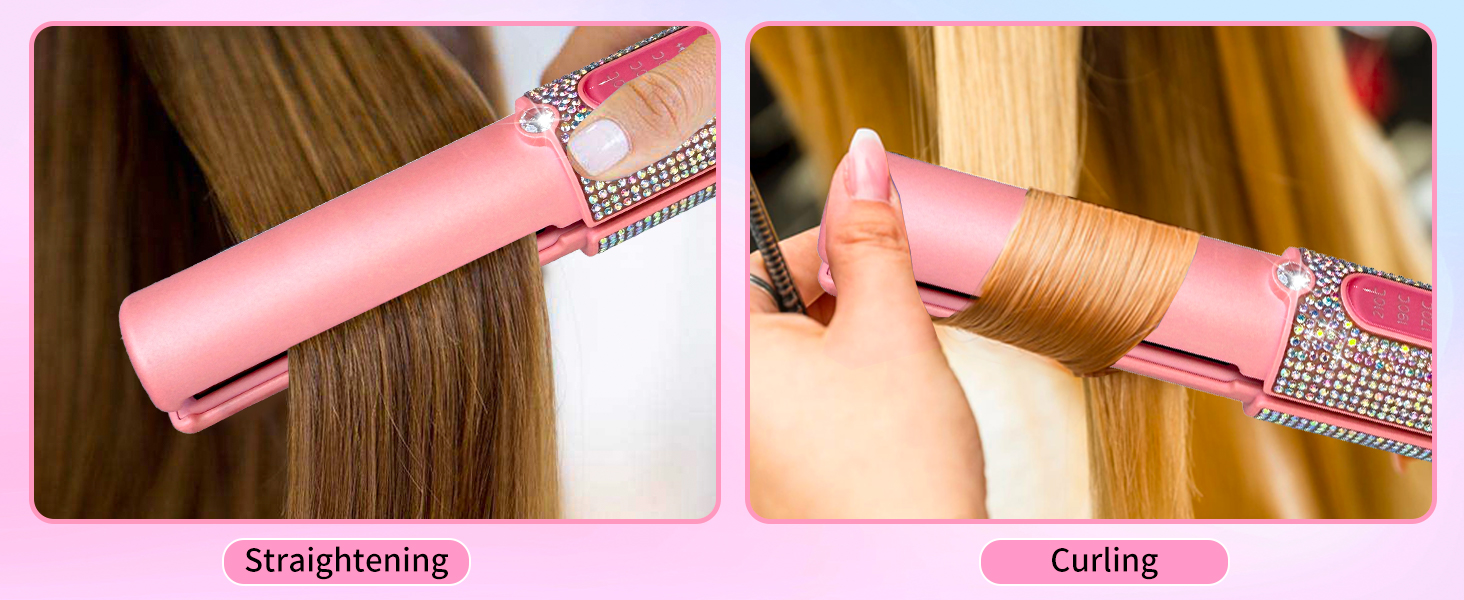 Бездротовий випрямляч для волосся Titan Mermaid 2-в-1 з акумулятором 5000mAh: випрямлення, завивка, швидкий нагрів до 205°C, портативний для подорожей