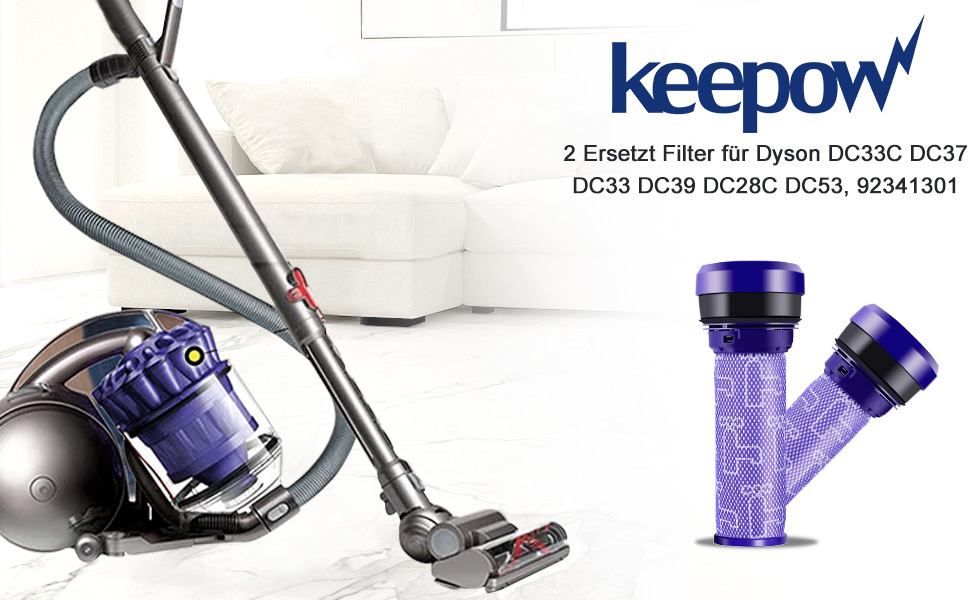 Фільтра KEEPOW для Dyson DC37 DC33C DC39 DC28C DC53 2 шт фіолетово-білі