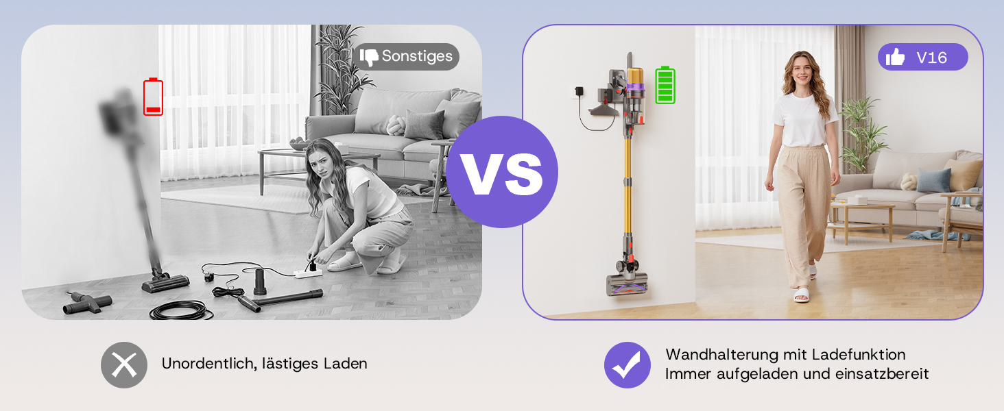 Акумуляторний пилосос V16 600W 55Kpa 80хв з LED-дисплеєм для килимів, шерсті тварин та твердих підлог