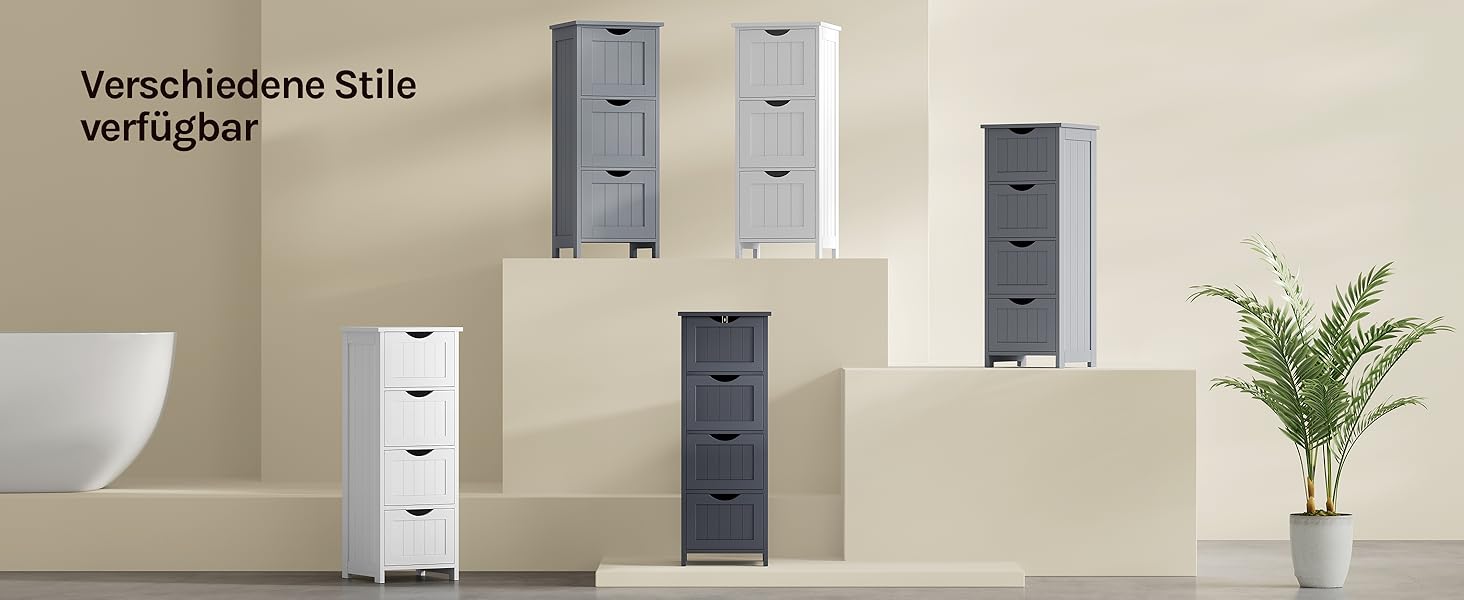 Шафа для ванної кімнати WOLTU, вузька шафа з 3 висувними ящиками, 32 x 30 x 81 см, для ванної, вітальні, спальні, кухні, сучасний дизайн, білий колір, BZS123ws