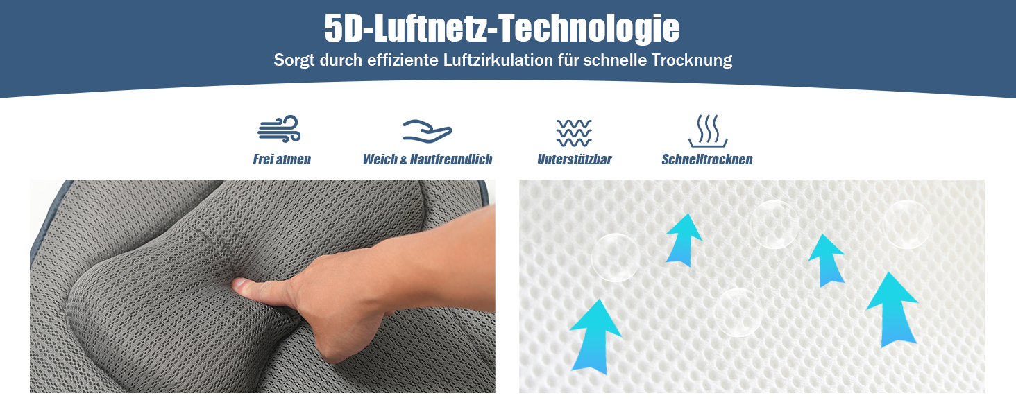 Подушка для ванни на все тіло з підтримкою шиї, плечей та попереку. Подушка для ванни з повітряної сітки 5D для жінок, сірого кольору.