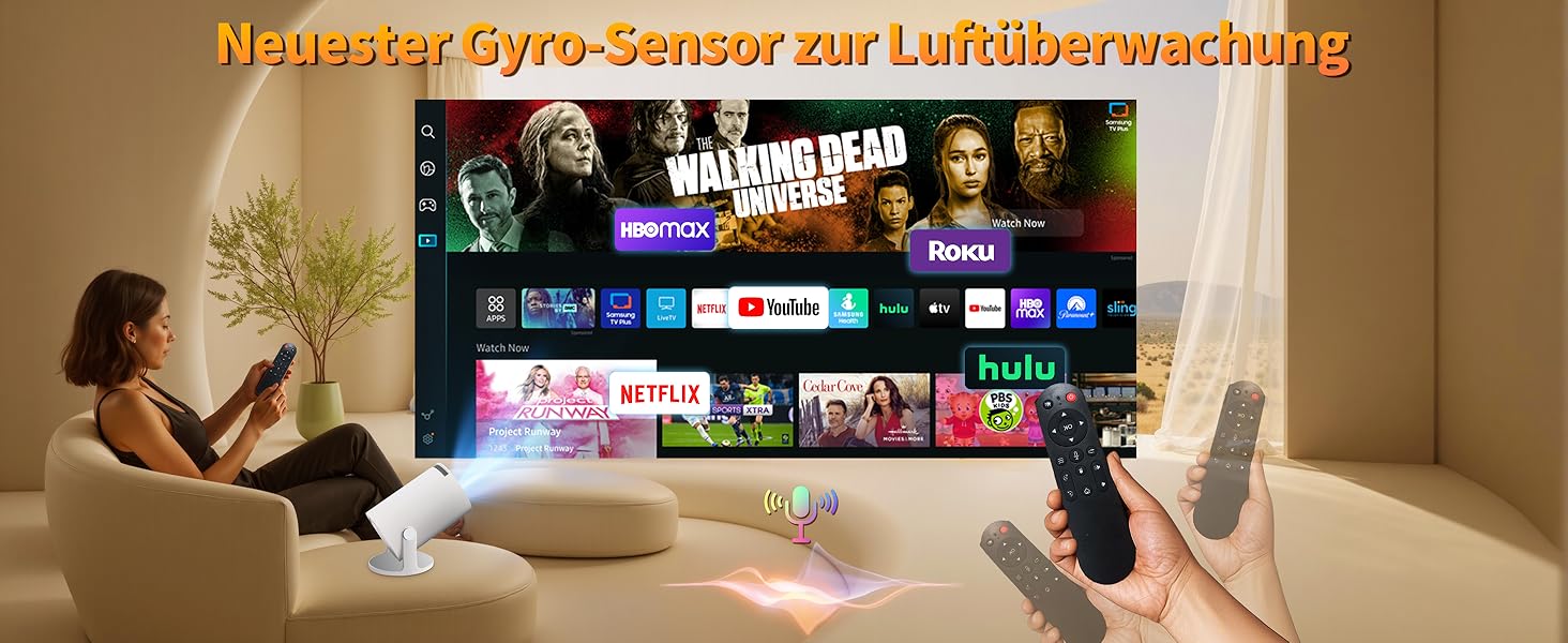 Портативний проєктор Mini Beamer 4K Full HD 1080P з 5G WiFi 6, Bluetooth 5.4, автоматичною корекцією трапецеїдальних спотворень, поворотом 270°, підтримкою USB/Laptop/PC, з пультом та мишкою. Чорний (Білий)