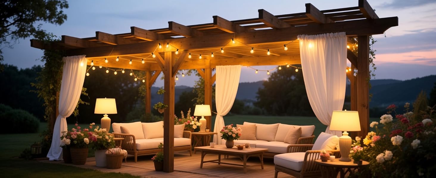 BRIMAX LED гірлянда для вулиці 30м, IP44, 46+4 лампочки G40, 2200K, розширювана, для кемпінгу, свят, вечірок