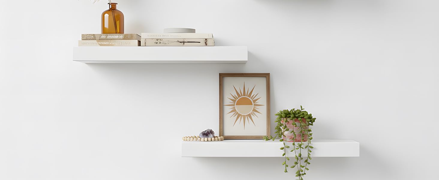 Набір настінних полиць 4 шт. білі, MDF, 40x14x3 см - для книг, декору, настінні стелажі