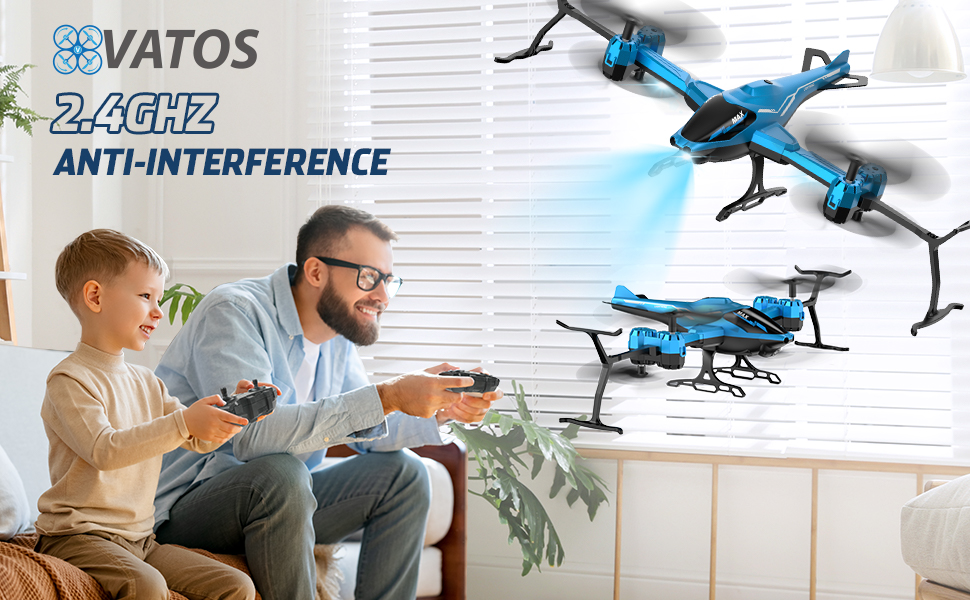 Радіокерований гелікоптер VATOS 2.4G з функцією уникнення перешкод, 360° фліп, LED підсвічування - іграшка для дітей та дорослих