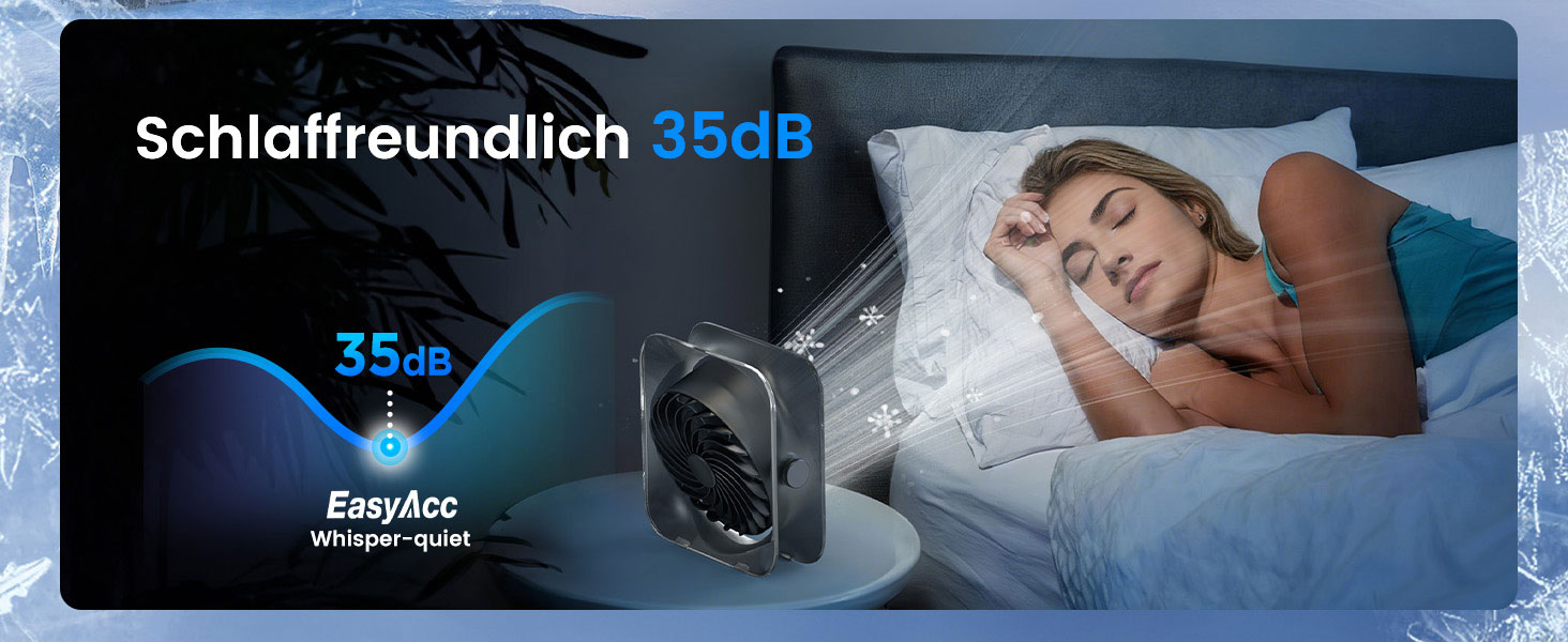 Вентилятор USB EasyAcc міні, настільний з обертанням 360°, 3 швидкості, чорний
