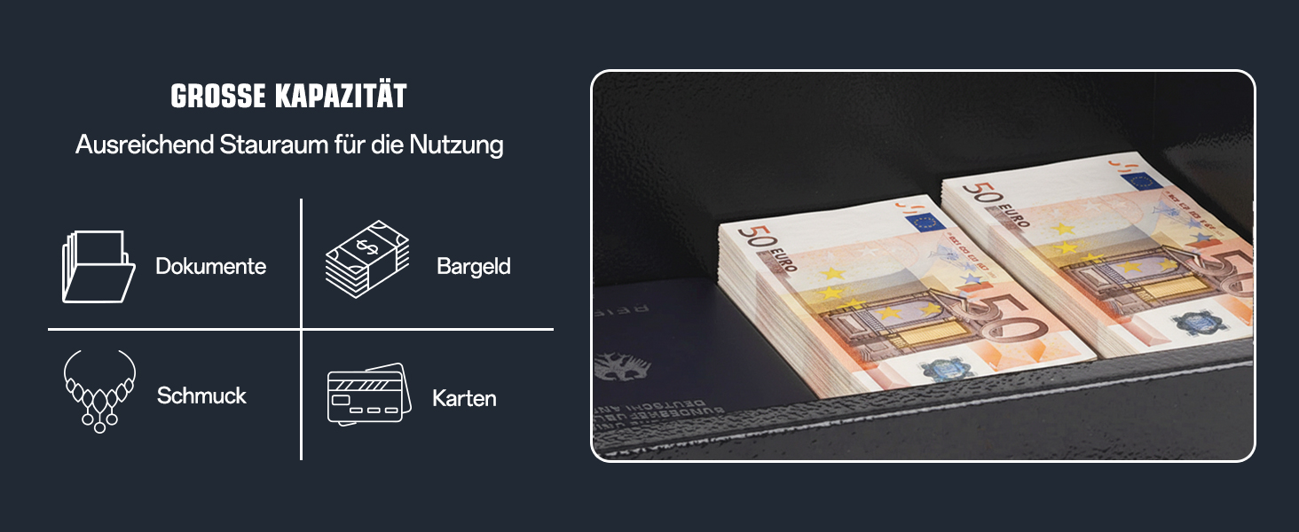 Вогнестійкий сейф для документів з ключовим замком, 33.5x28x10.5 см, чорний