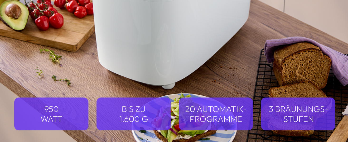 Хлібопекарня MEDION MD 12040: 20 програм, 1600г, 3 ступені пропікання, таймер