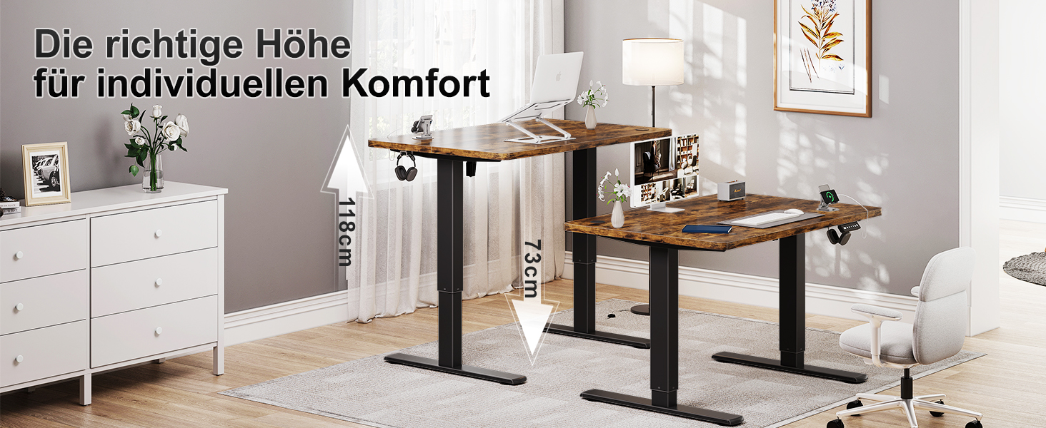 Дитячий стіл Airfish з регулюванням висоти 80x60 см, електричний, з функцією пам'яті. Стол для дому/офісу, стоячи/сидячи. Колір: Коричневий.