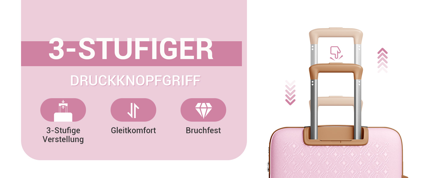 Валіза ручної поклажі KONO з тримачем для напоїв, рожево-коричнева, поліпропілен, розширювана, з TSA замком