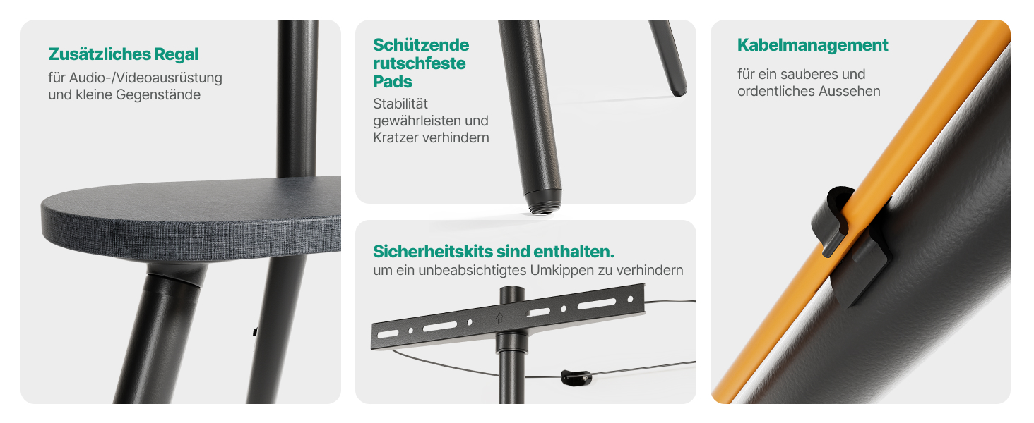 Підставка для телевізора 43-65 дюймів (LCD, LED, OLED) до 35 кг, регульована по висоті та поворотна, дерев'яна, з підносом, VESA 400x400 мм, чорний кований метал