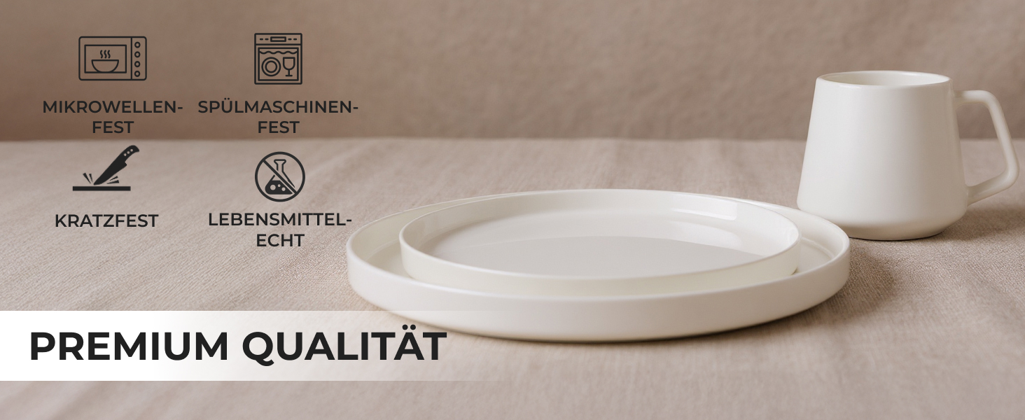 Набір посуду Miamio для 8 осіб (24 шт.) з кераміки, сучасний дизайн, безпечний для миття в посудомийній машині та використання в мікрохвильовій печі, білий, преміум-якість