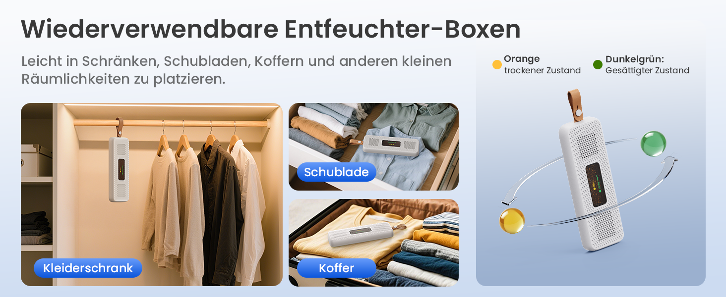 Електричний осушувач повітря з резервуаром 2L, автоматичне відключення та регулювання вологості для ванної, спальні, шафи (білий)