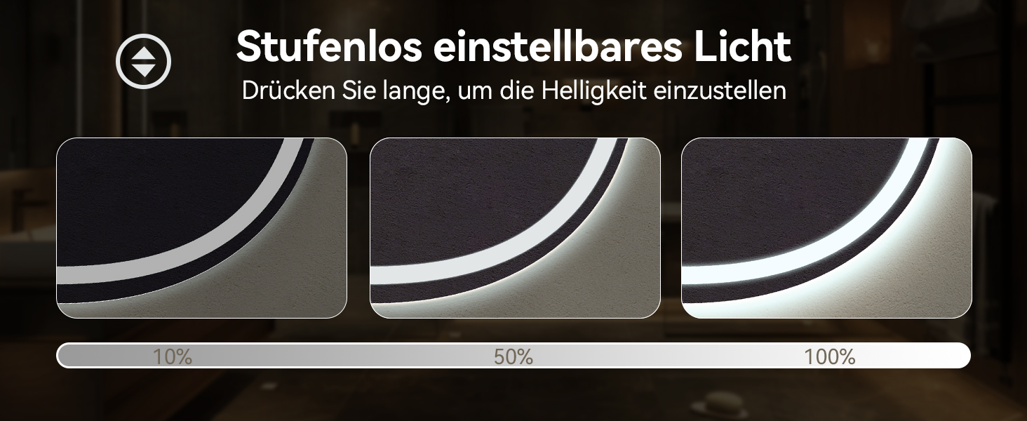 Дзеркало для ванної кімнати YOURLITE з підсвічуванням, 85x55 см, LED, сенсорне керування, 3 кольори світла, регулювання яскравості, антизапар, горизонтальне/вертикальне, IP44, білий
