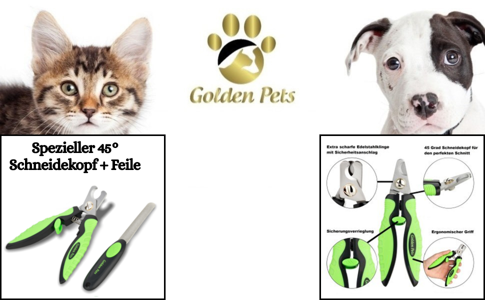 Професійні ножиці для кігтів Golden Pets напилок I унікальна ріжуча головка під кутом 45 градусів I щипці для кігтів із запобіжним упором I Ножиці для кігтів напилок для кігтів інструкції з безпечної різанні